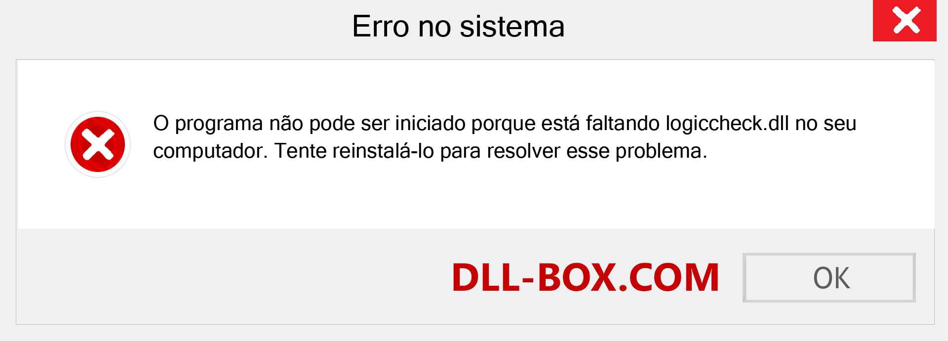 Arquivo logiccheck.dll ausente ?. Download para Windows 7, 8, 10 - Correção de erro ausente logiccheck dll no Windows, fotos, imagens